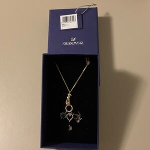 Swarovski Gold Charm Necklace with Blue Accents